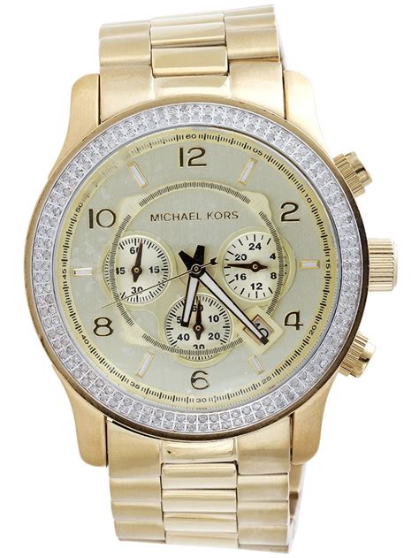 michael kors white gold diamond watch|michael kors diamond watch men's.